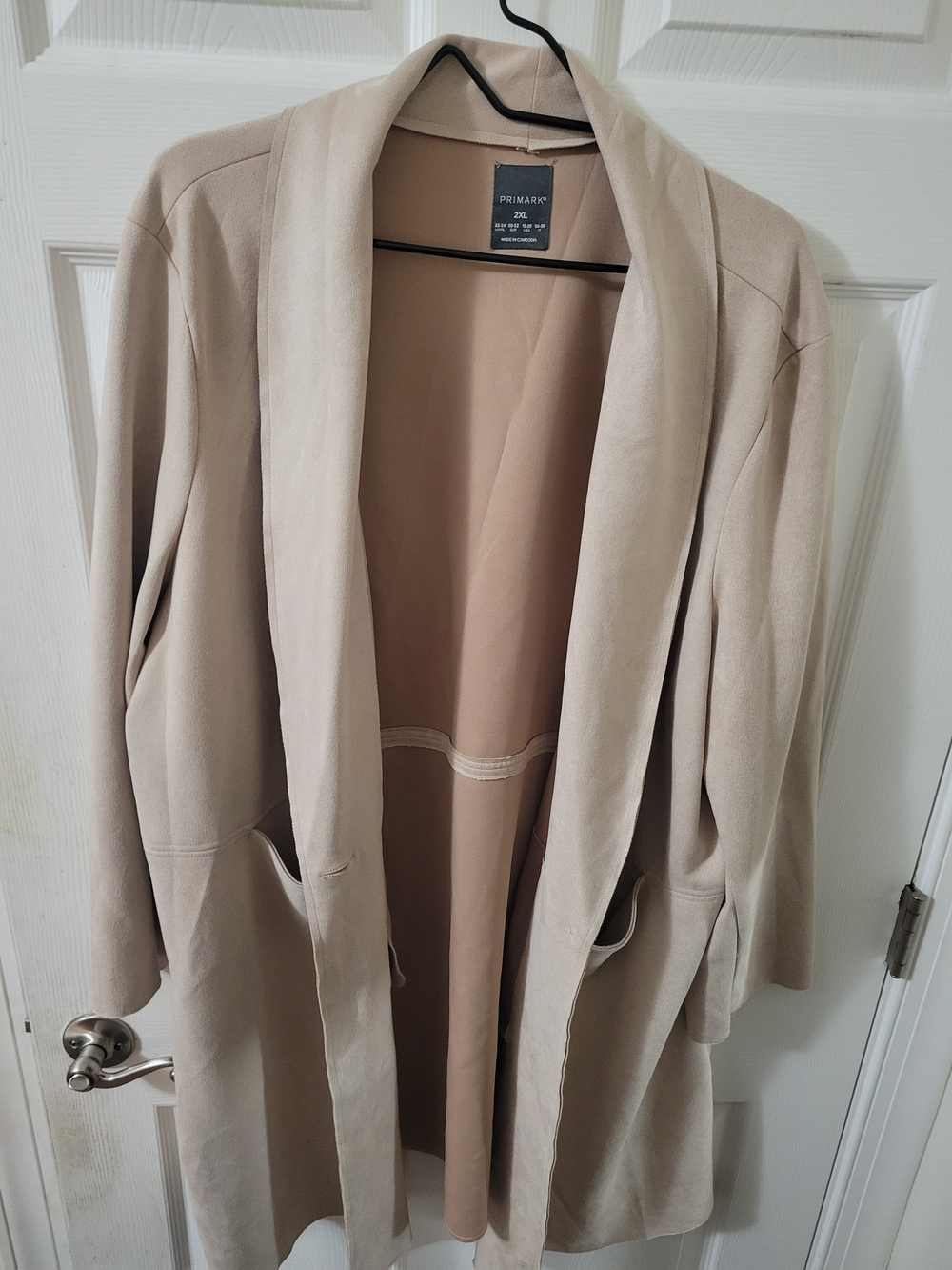 Primark Beige Open Front Shawl Collar Trench Coat